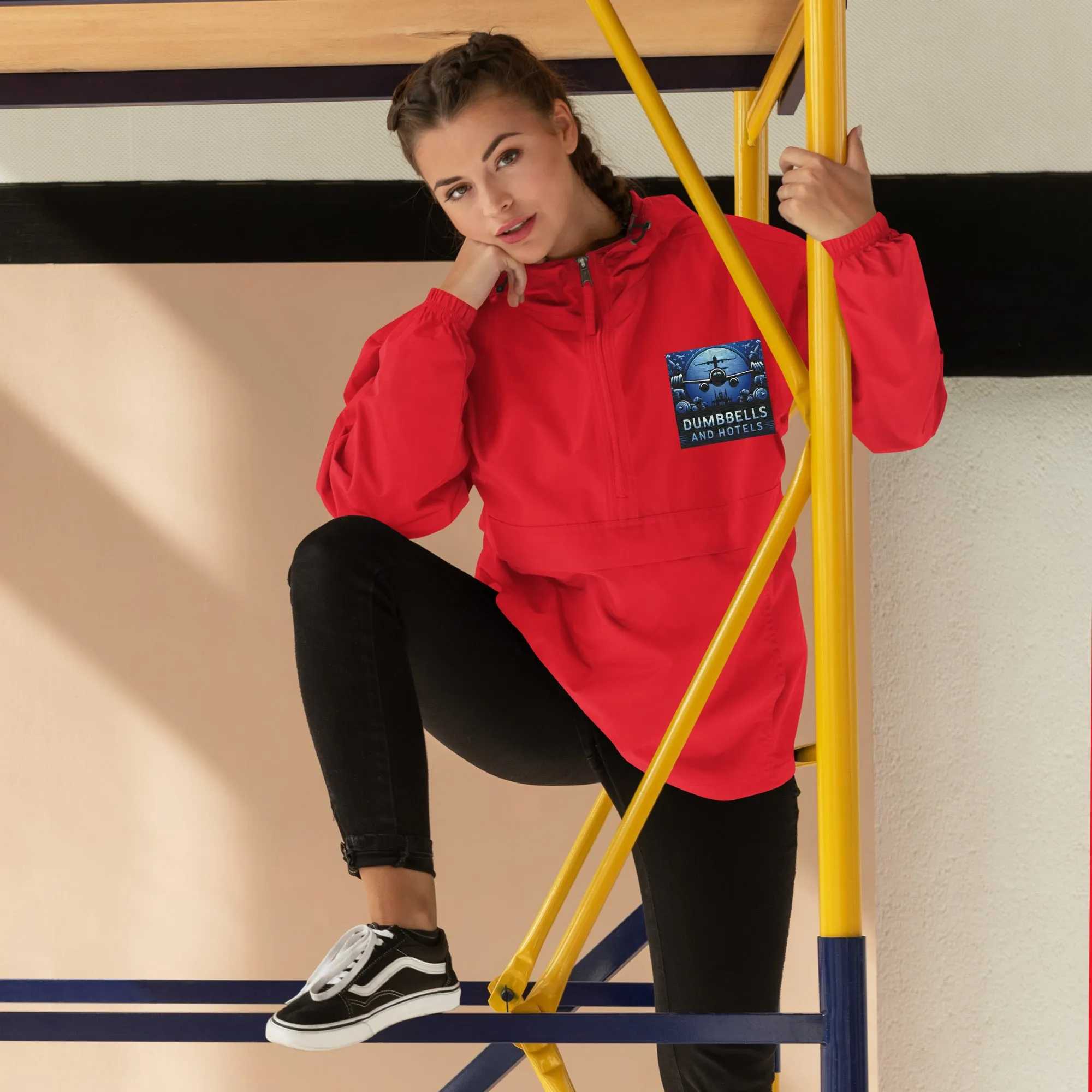 Embroidered Champion Packable Jacket by Dumbbells and Hotels