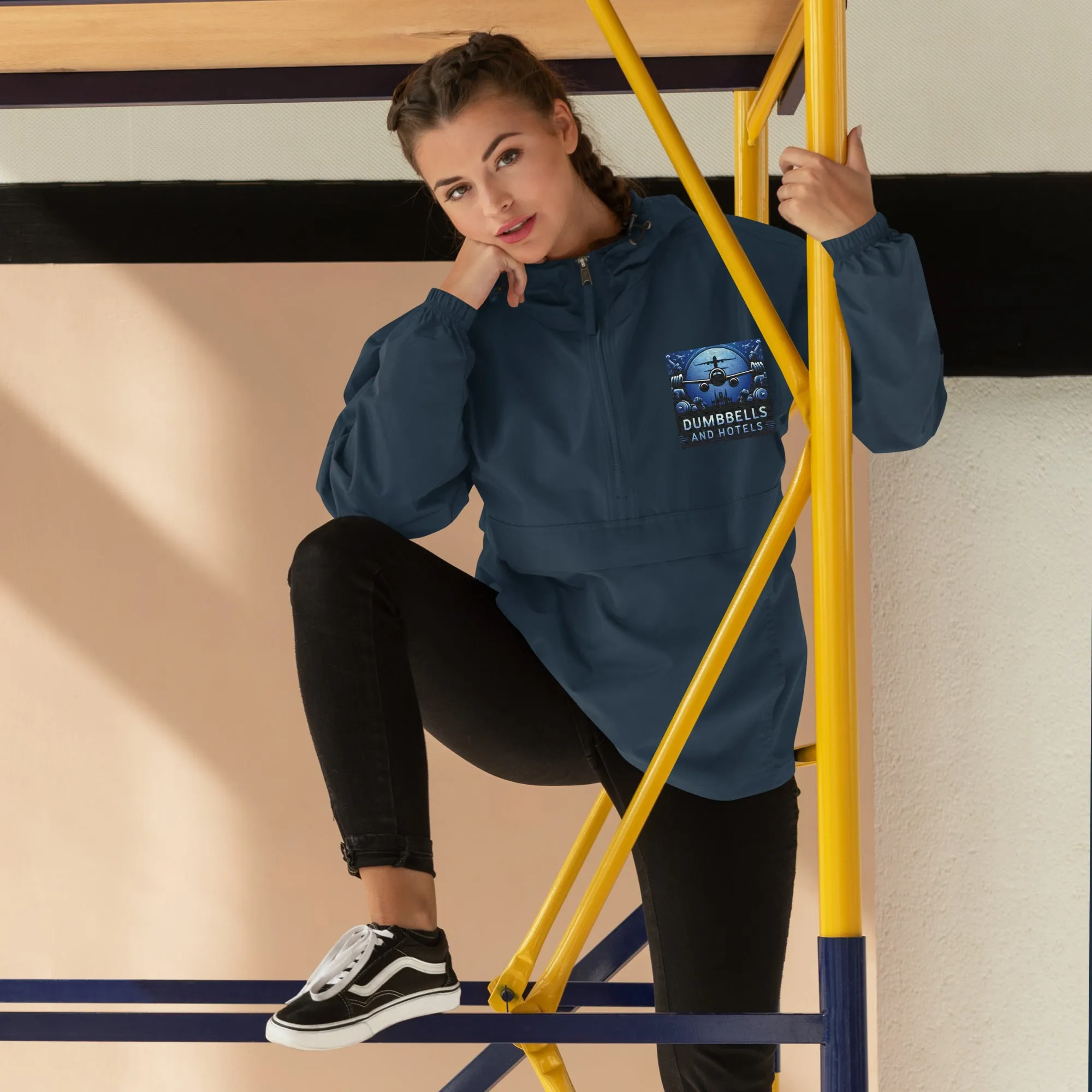 Embroidered Champion Packable Jacket by Dumbbells and Hotels