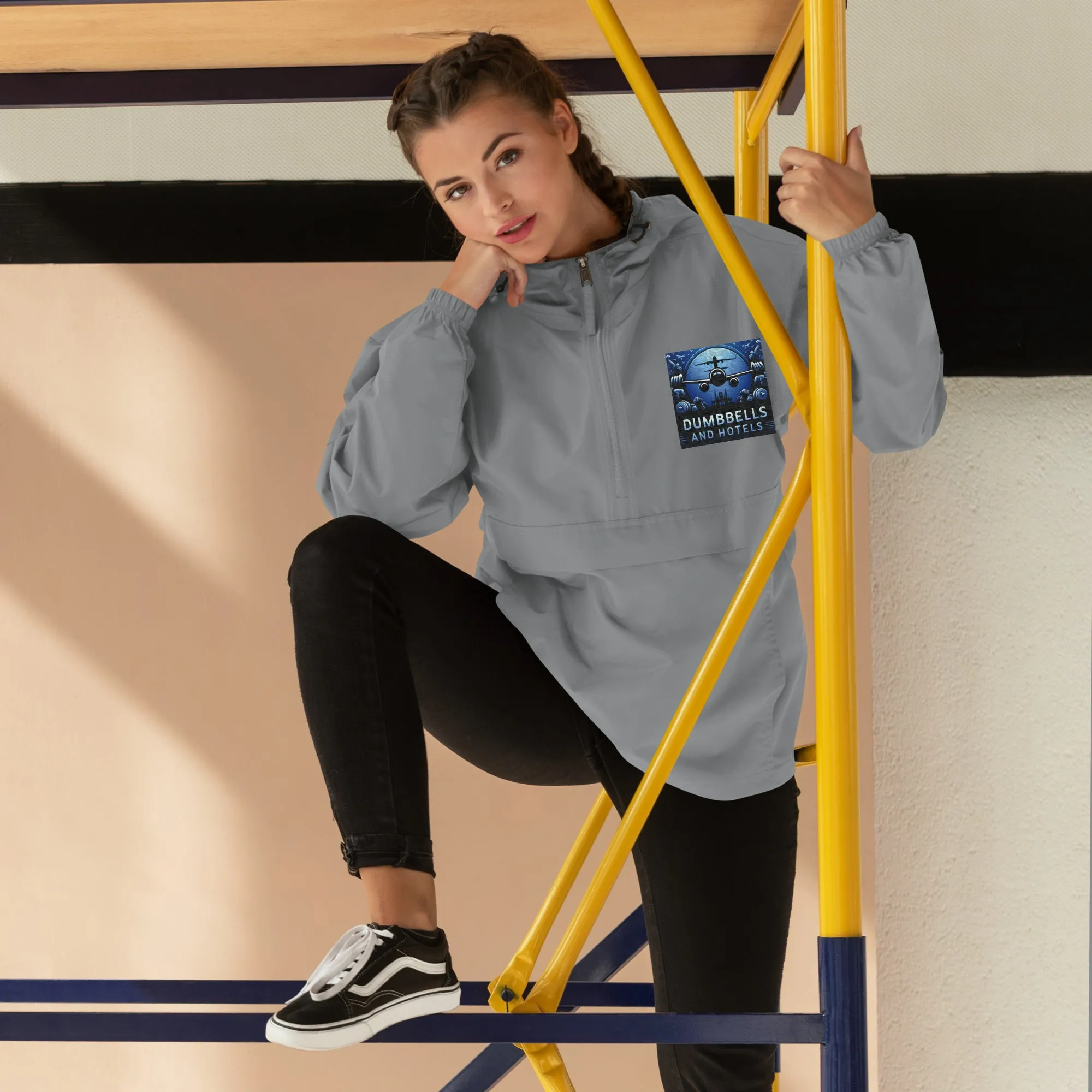 Embroidered Champion Packable Jacket by Dumbbells and Hotels