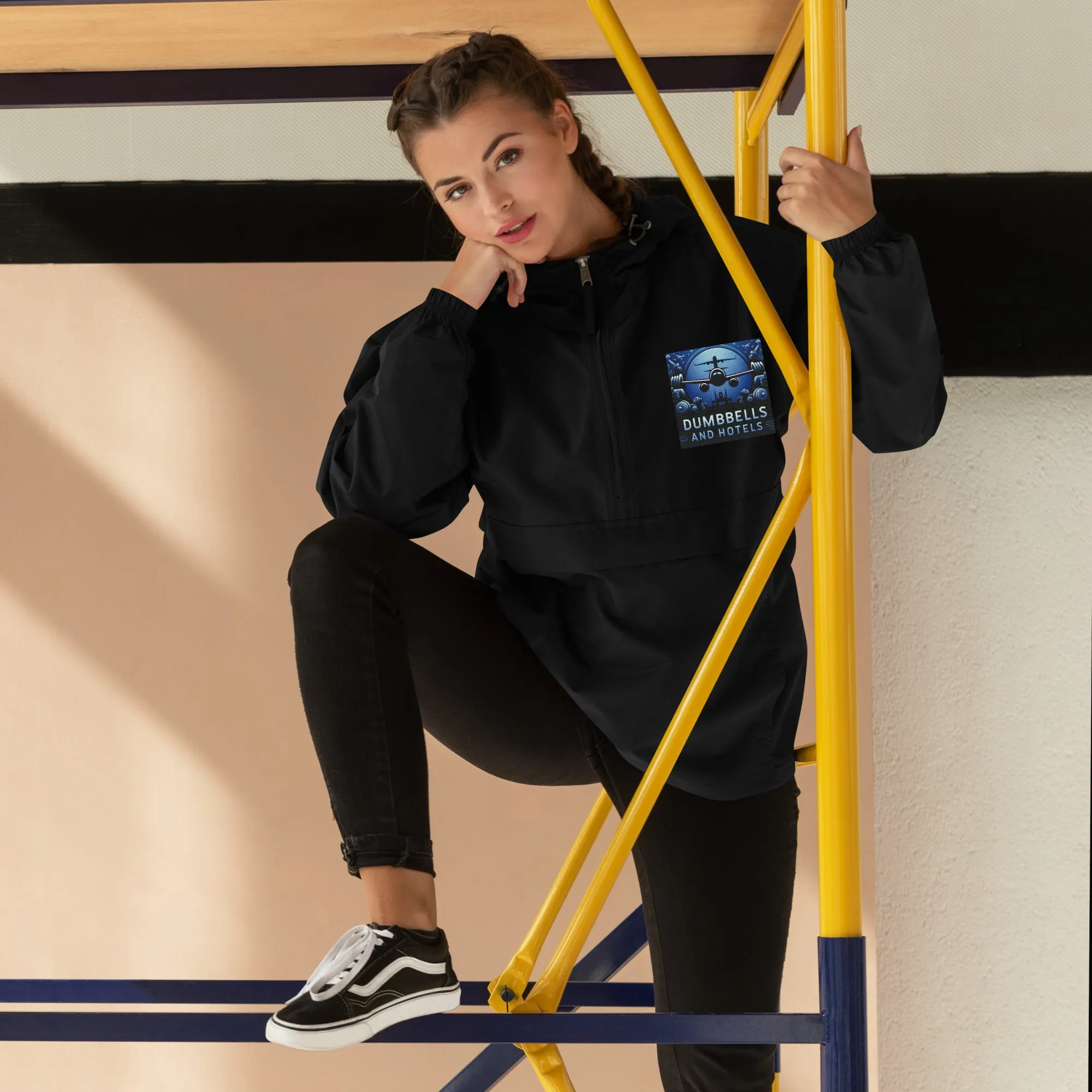 Embroidered Champion Packable Jacket by Dumbbells and Hotels