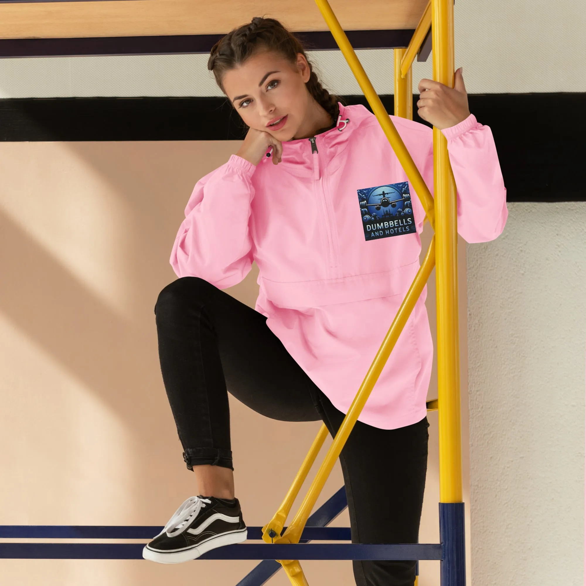 Embroidered Champion Packable Jacket by Dumbbells and Hotels