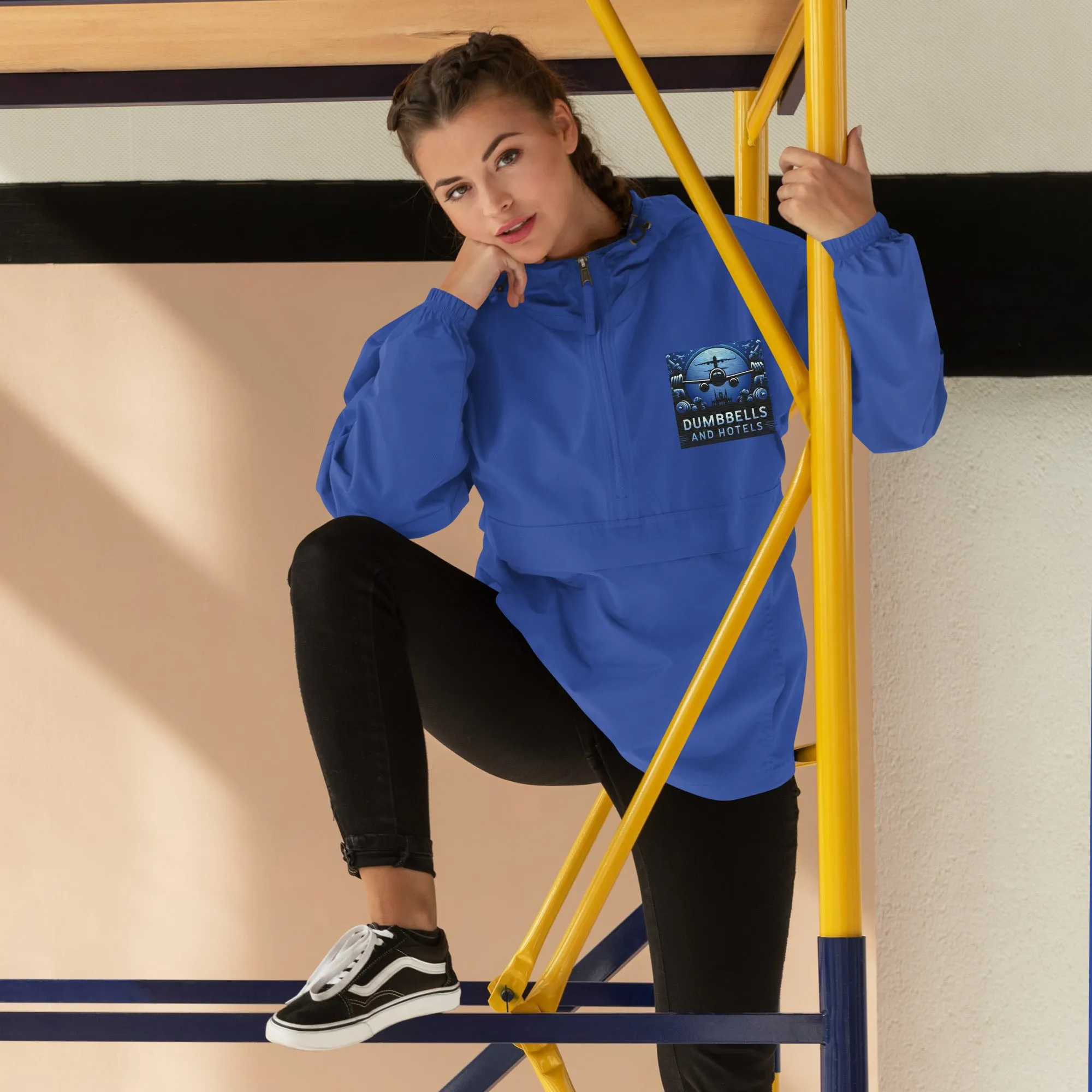 Embroidered Champion Packable Jacket by Dumbbells and Hotels