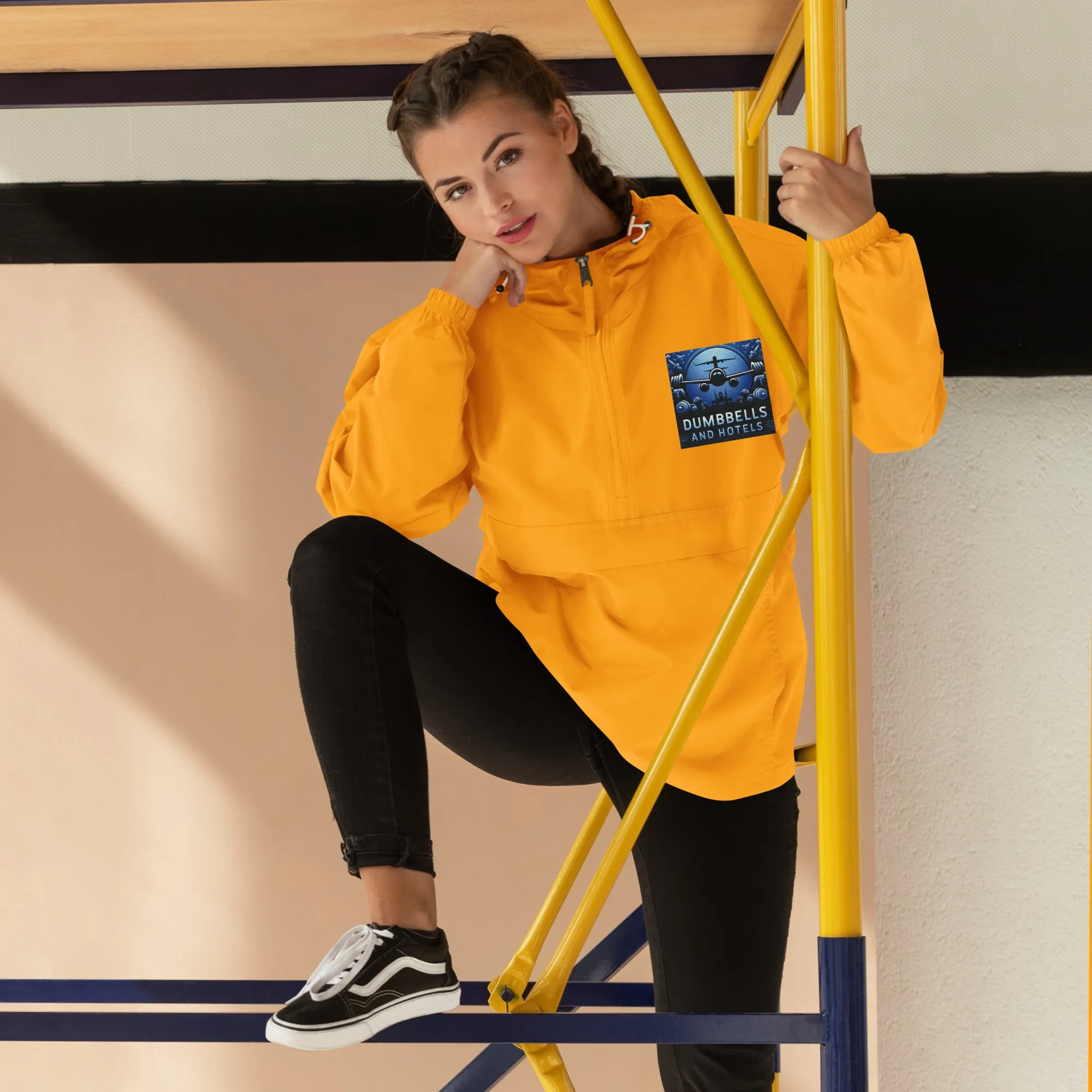 Embroidered Champion Packable Jacket by Dumbbells and Hotels