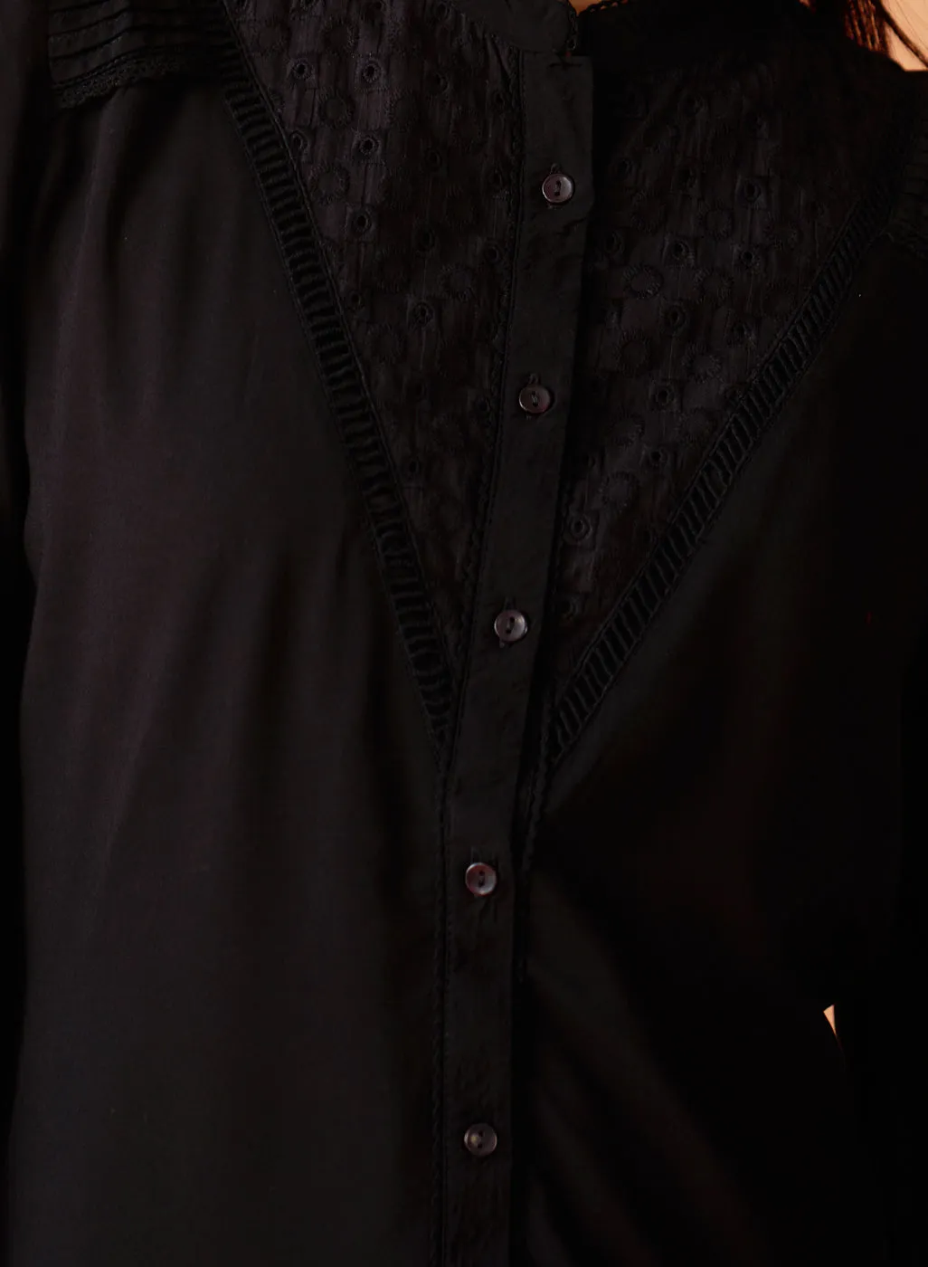 Gauhar Black Embroidered Shirt for Women