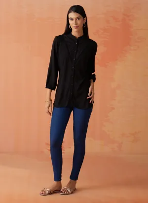 Gauhar Black Embroidered Shirt for Women