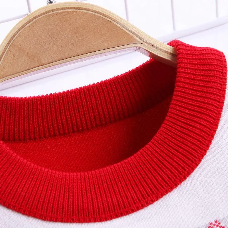 Girls' Sweaters Two Rabbits Round Neck Cotton Double Layer Warm
