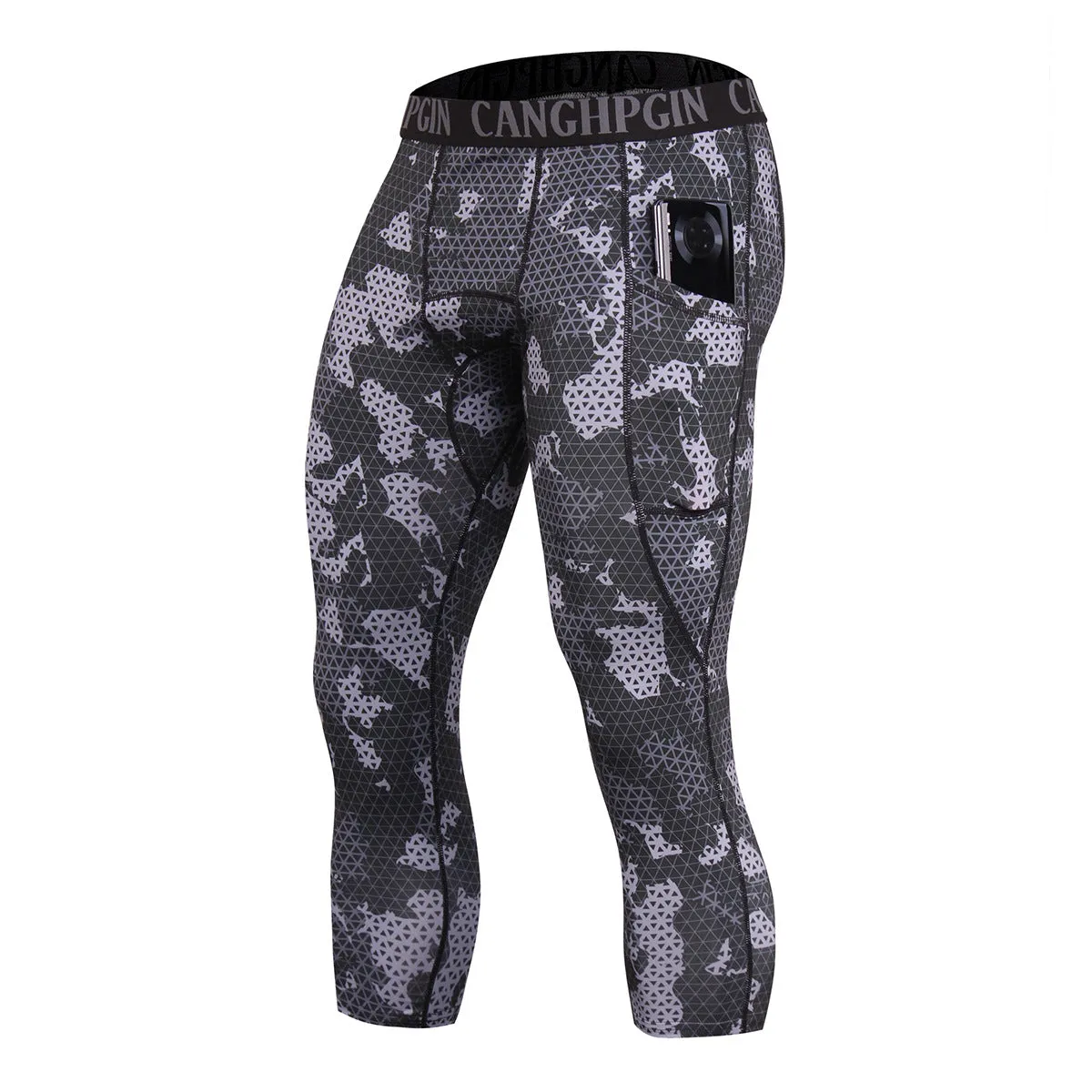 Gym Compression Tights Men Fitness Stretchy Pocket Sport Leggings