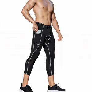 Gym Compression Tights Men Fitness Stretchy Pocket Sport Leggings