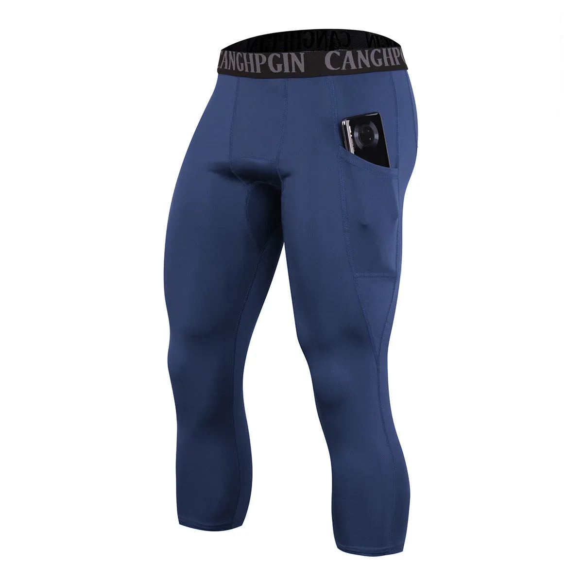 Gym Compression Tights Men Fitness Stretchy Pocket Sport Leggings