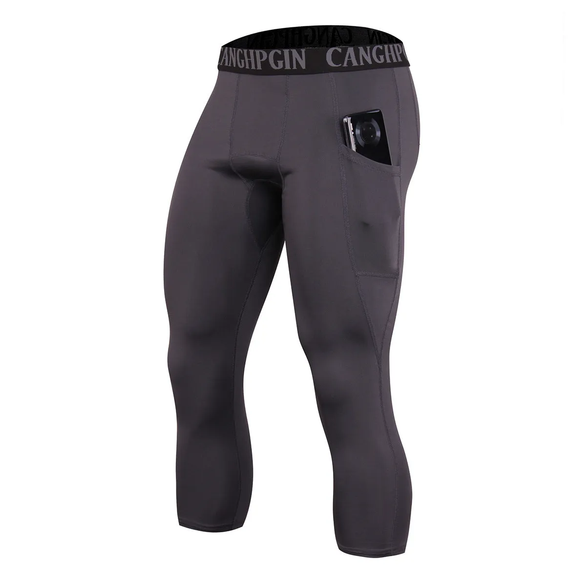 Gym Compression Tights Men Fitness Stretchy Pocket Sport Leggings