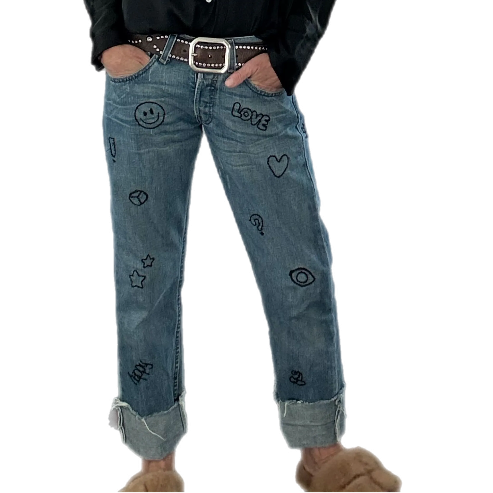 Happy Refurbished Embroidered Vintage Relaxed Denim