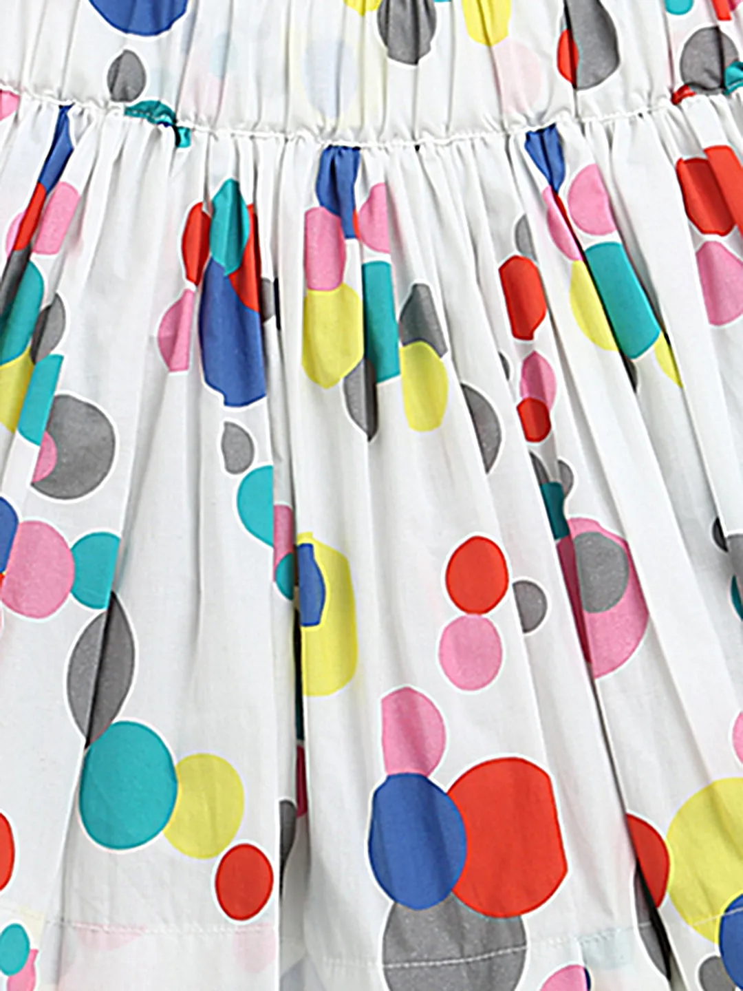 HOLI PRINT T-SHIRT WITH BUBBLE PRINT WHITE SKIRT CO-ORD SET FOR GIRLS