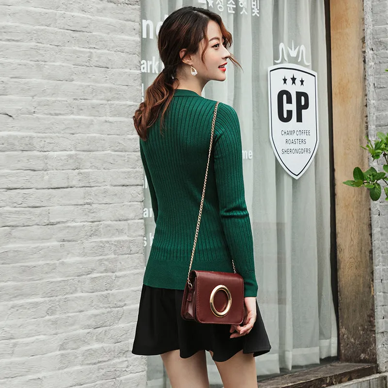 Korean Women Sweater Thick Warm Long Sleeved Knitted Pullover