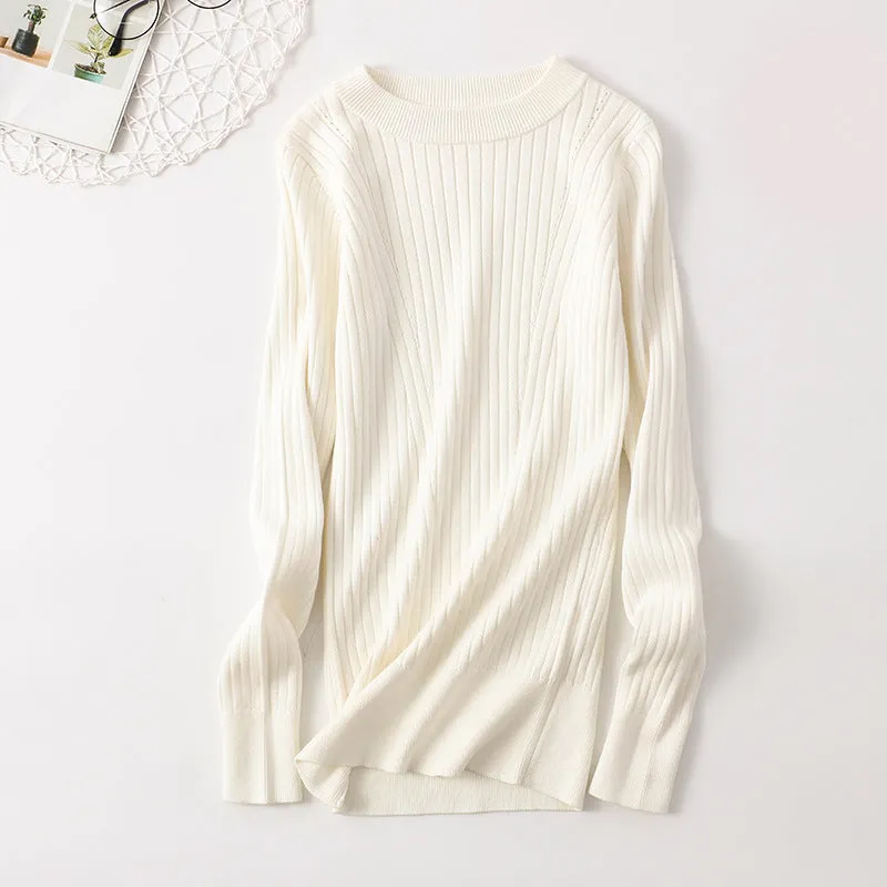 Korean Women Sweater Thick Warm Long Sleeved Knitted Pullover