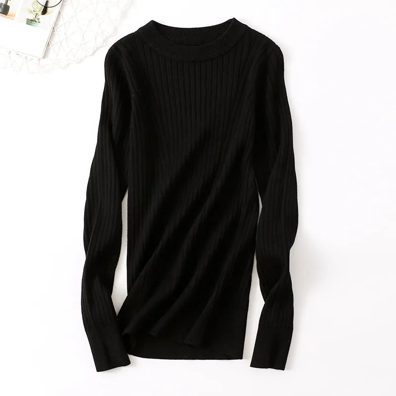 Korean Women Sweater Thick Warm Long Sleeved Knitted Pullover