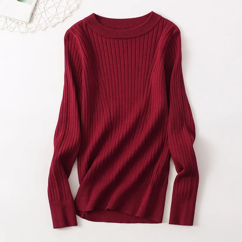 Korean Women Sweater Thick Warm Long Sleeved Knitted Pullover