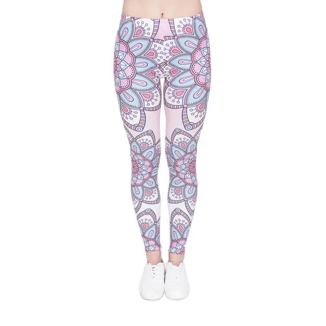 leggins Slim legins stretchy Leggings Fashion Woman Pants Sexy Women Legging Casual Blue streak Printing Fitness