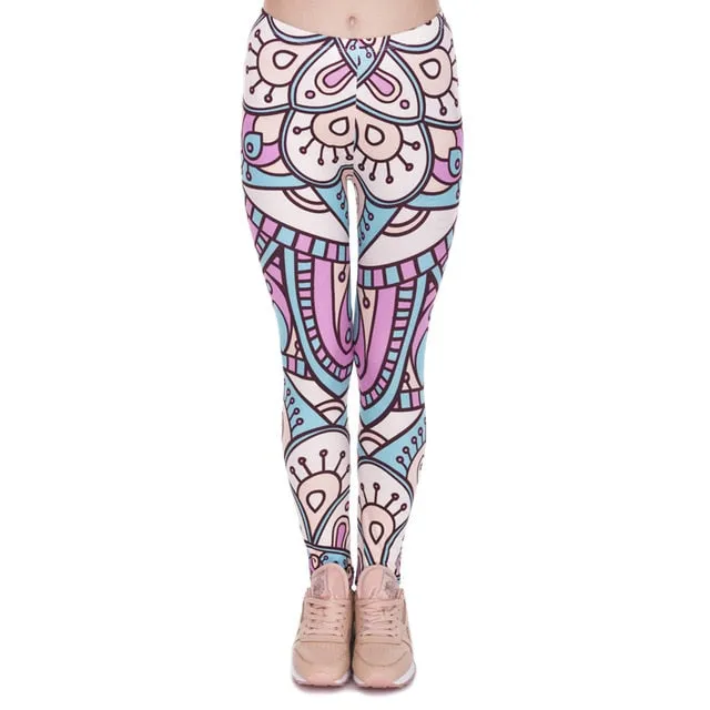leggins Slim legins stretchy Leggings Fashion Woman Pants Sexy Women Legging Casual Blue streak Printing Fitness