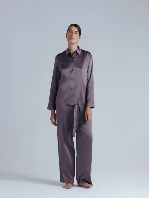 Long Sleeve Silk Shirt 'Fortune Tyche' in Noble Purple