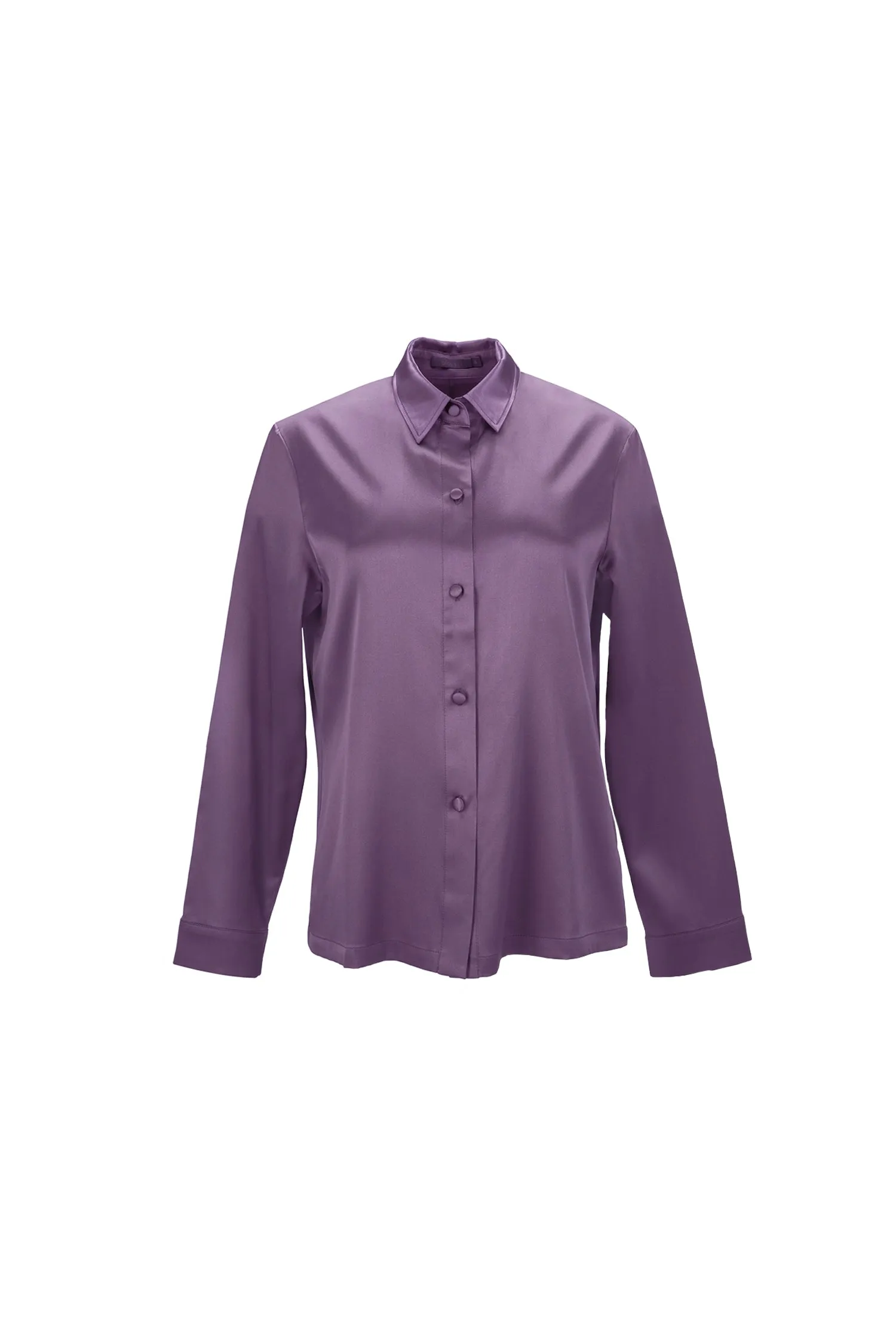 Long Sleeve Silk Shirt 'Fortune Tyche' in Noble Purple