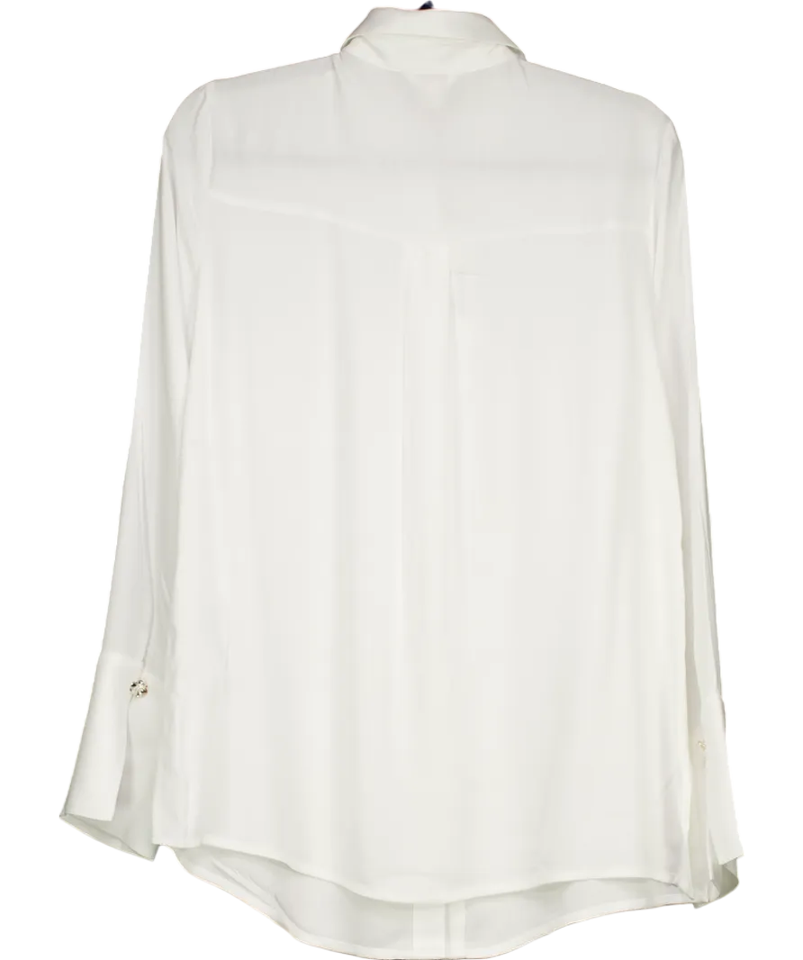 Monsoon White Sandra Plain Floral-button Shirt Ivory UK S