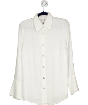 Monsoon White Sandra Plain Floral-button Shirt Ivory UK S