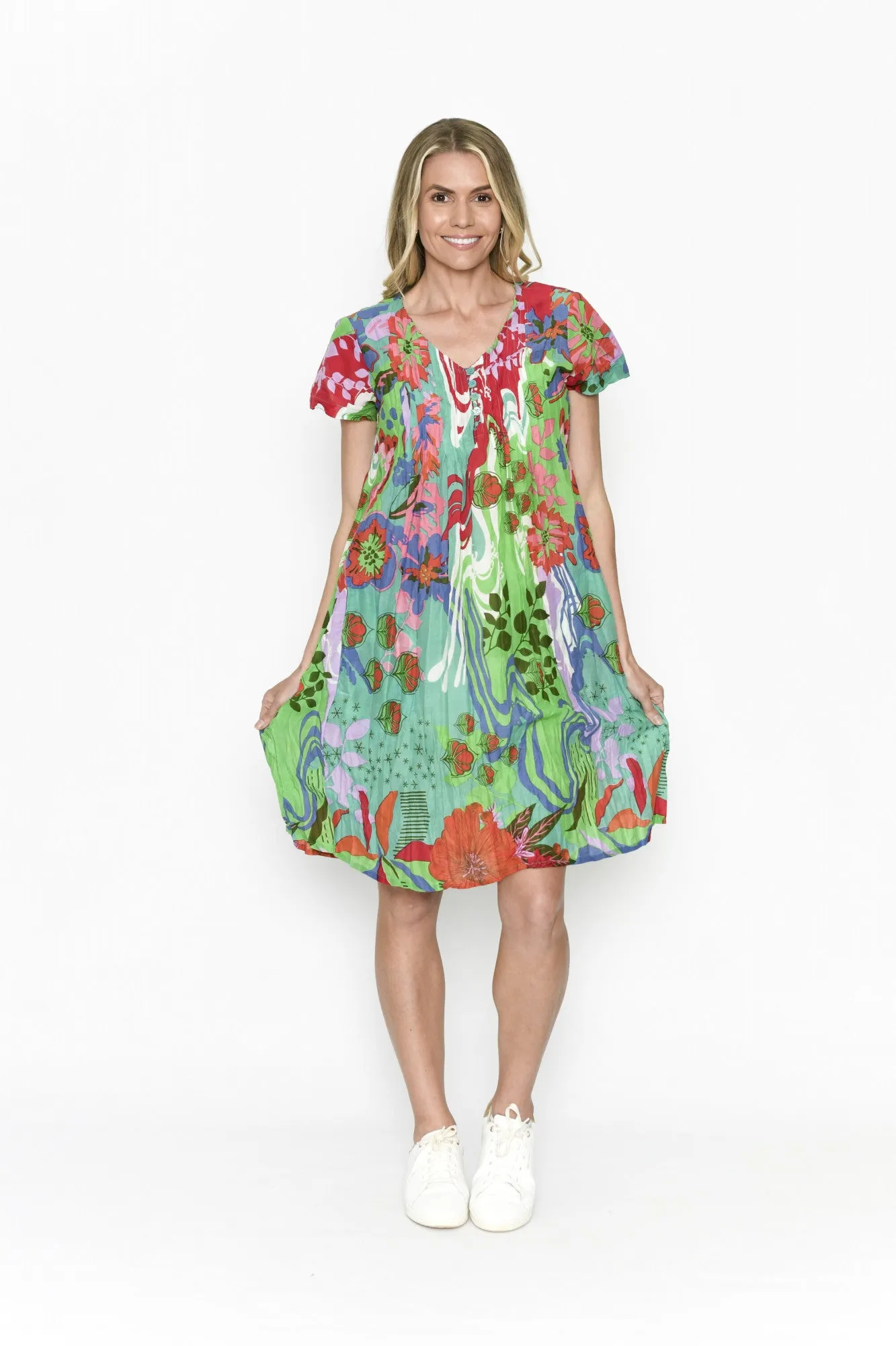 One Summer Nicola Cap Sleeve Dress Multi 10