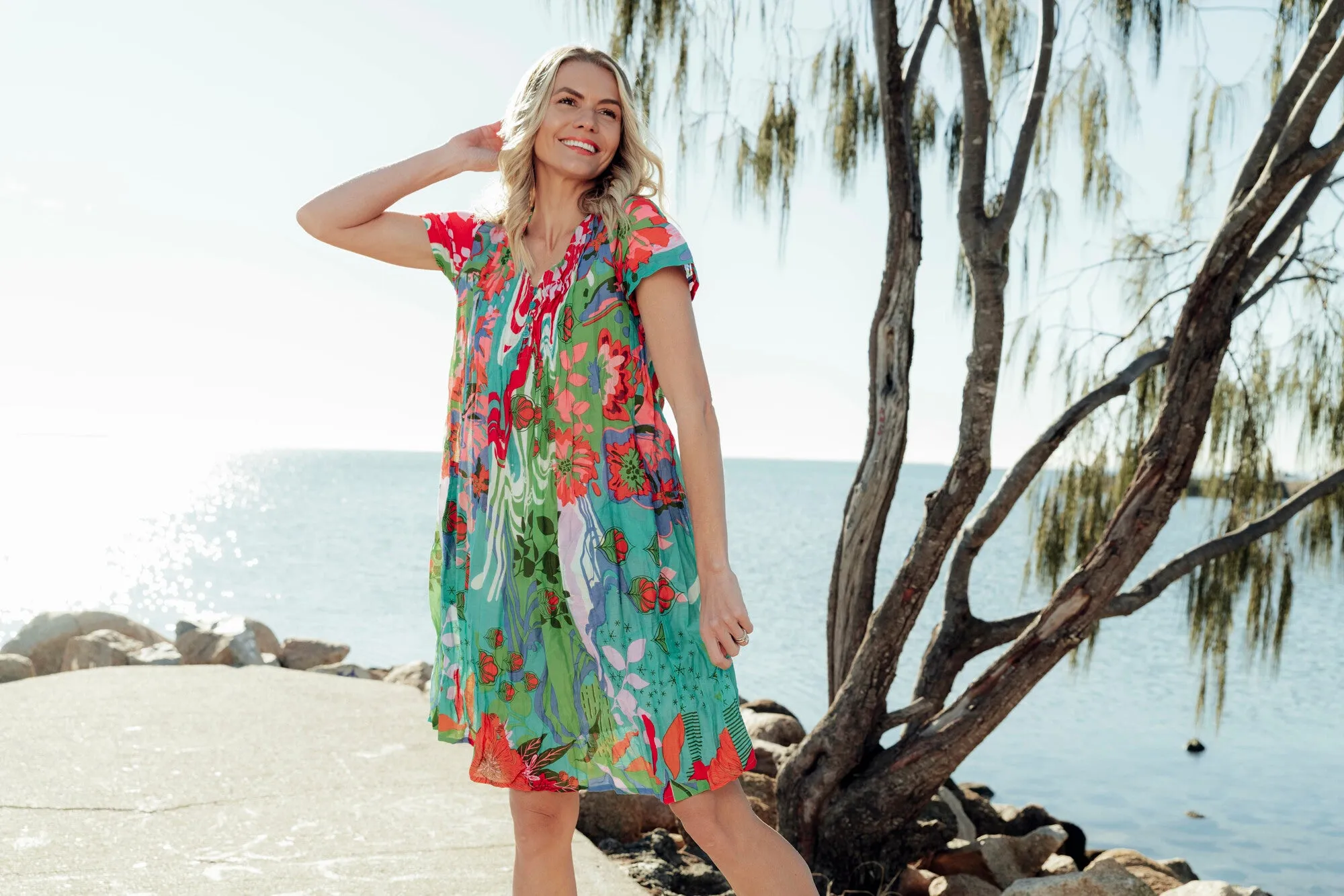 One Summer Nicola Cap Sleeve Dress Multi 10