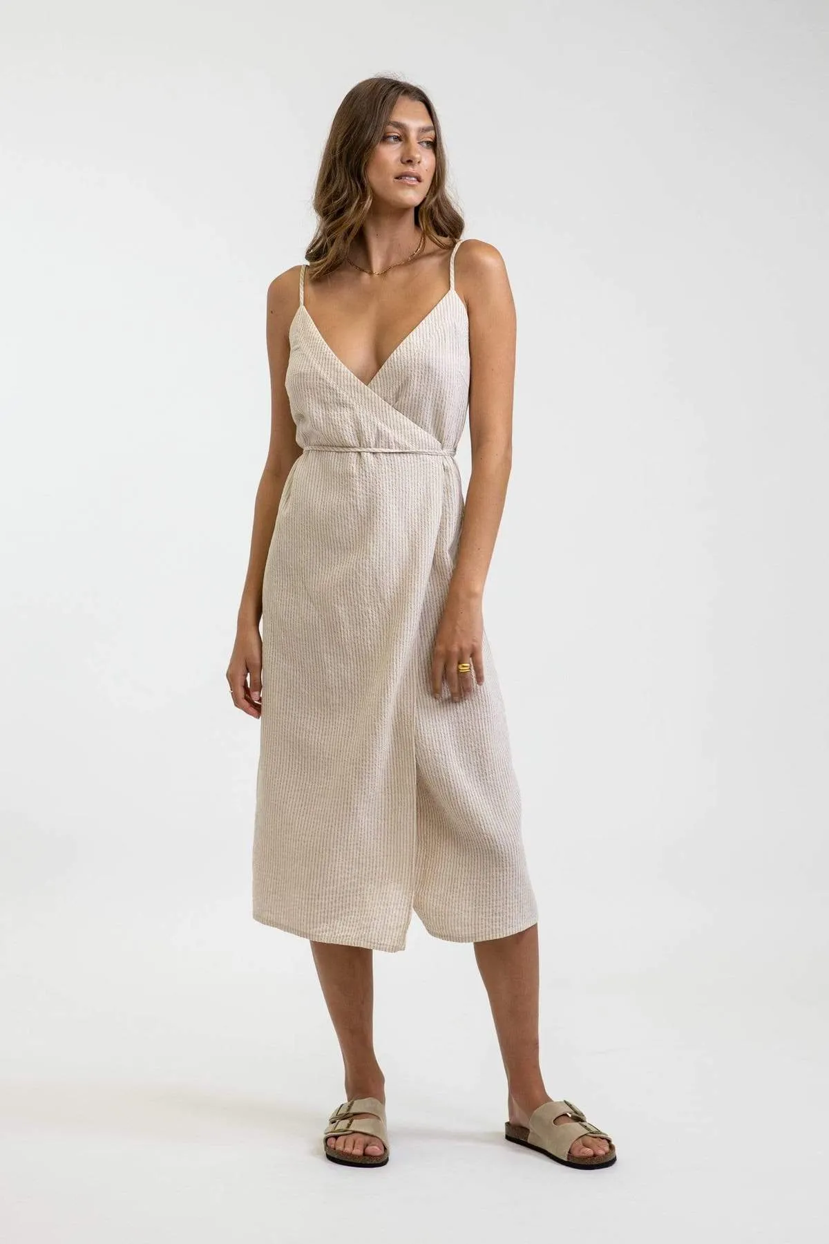 RHYTHM EVE WRAP SLIP DRESS - NATURAL