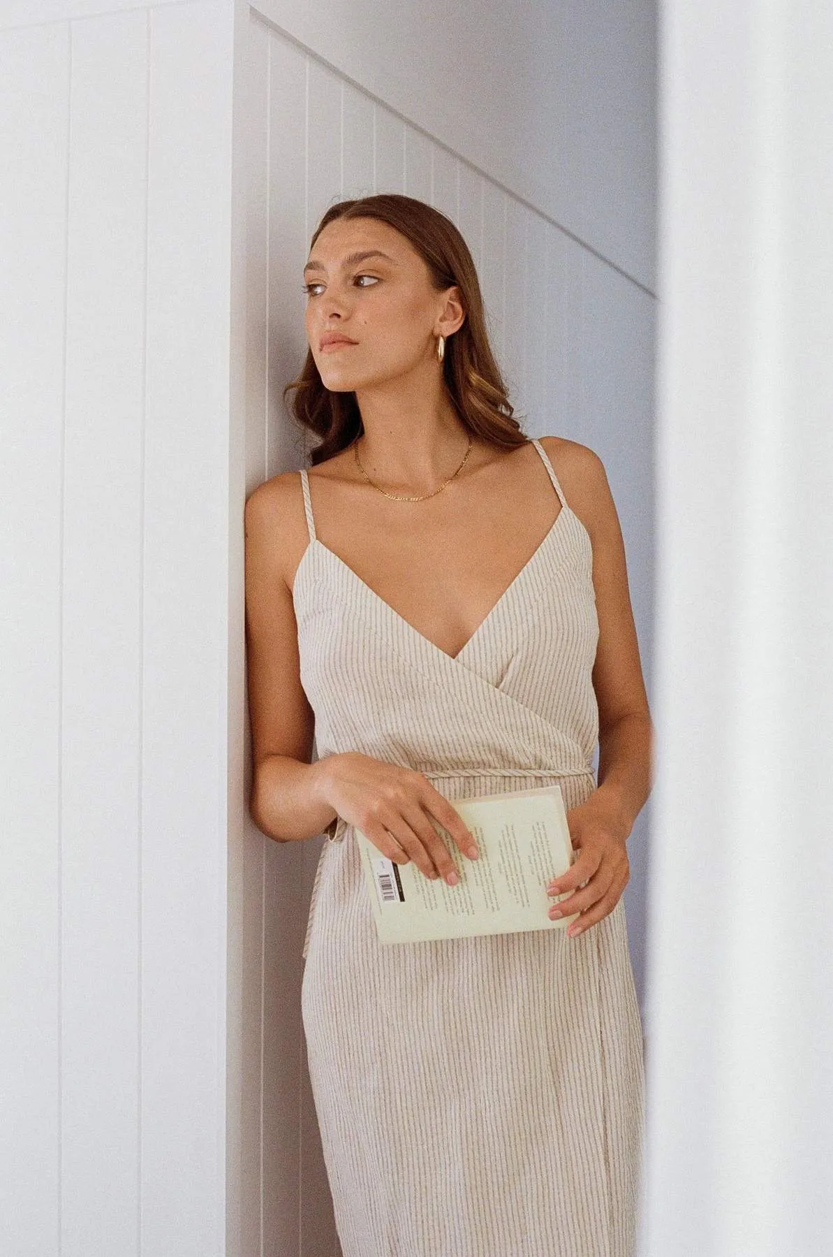 RHYTHM EVE WRAP SLIP DRESS - NATURAL