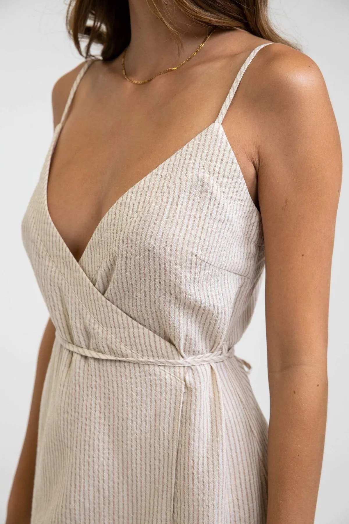 RHYTHM EVE WRAP SLIP DRESS - NATURAL