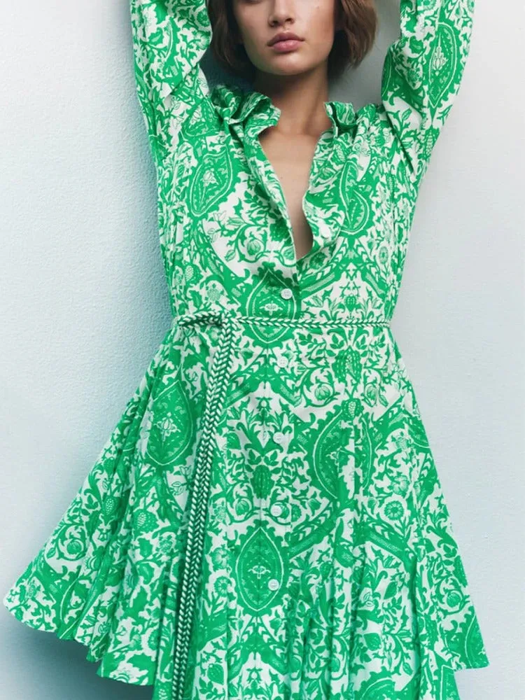 Sabrina Printed Ruffle Dress