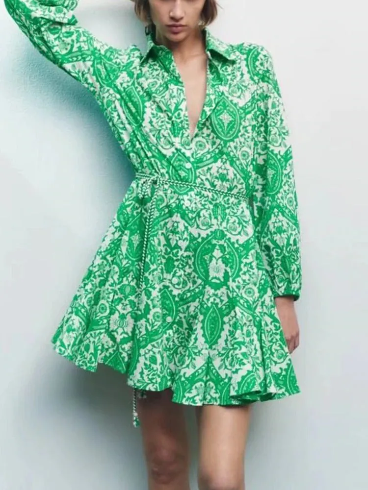 Sabrina Printed Ruffle Dress