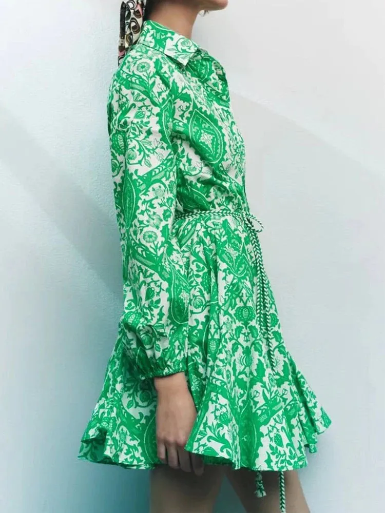 Sabrina Printed Ruffle Dress