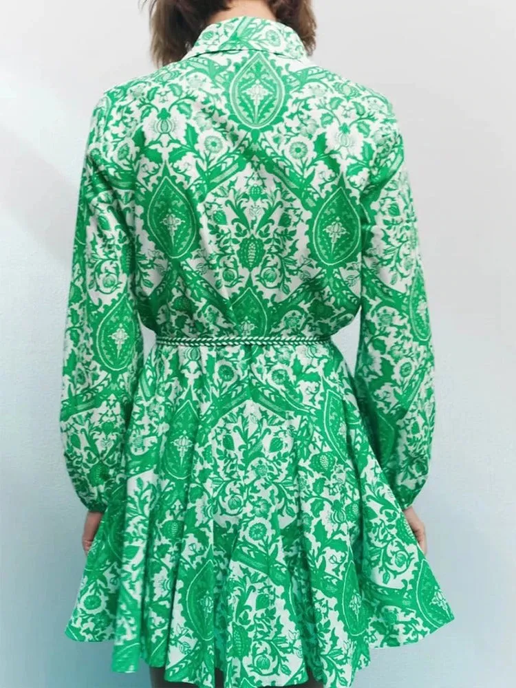 Sabrina Printed Ruffle Dress
