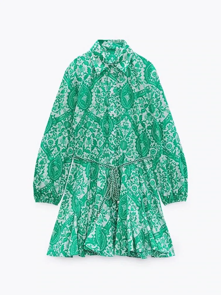Sabrina Printed Ruffle Dress