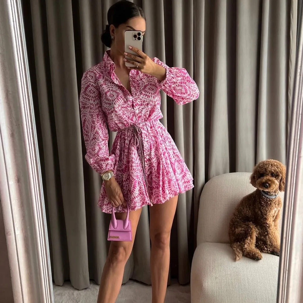 Sabrina Printed Ruffle Dress