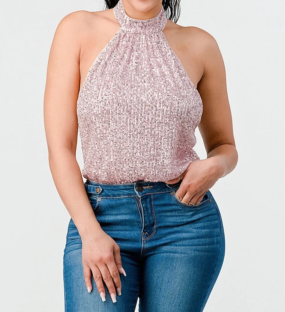 Sequin Mock Neck Bodysuit