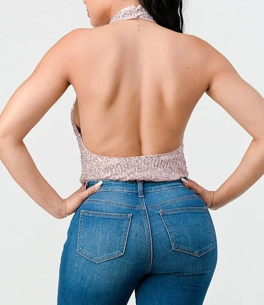 Sequin Mock Neck Bodysuit