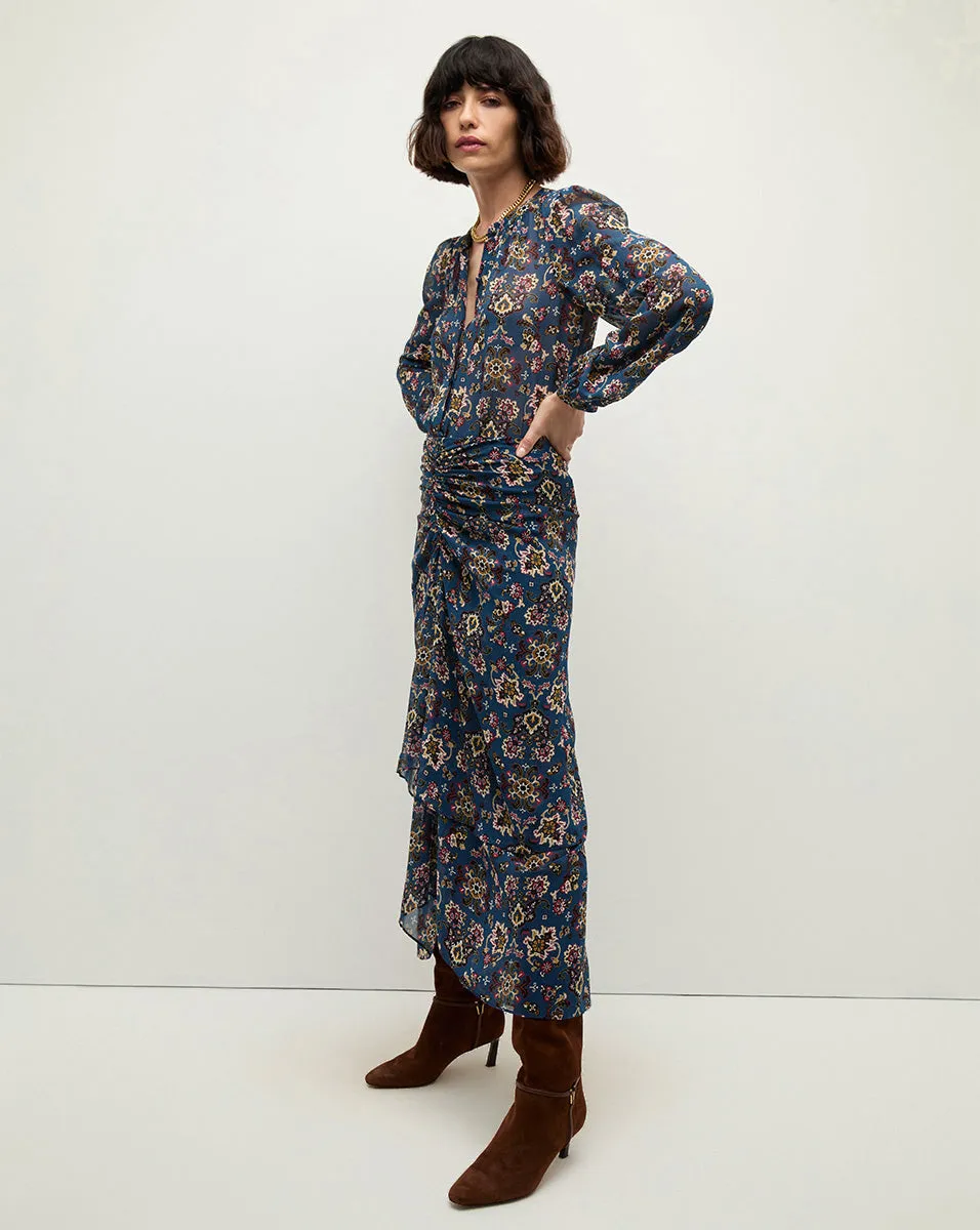 Sira Ruched Silk Skirt