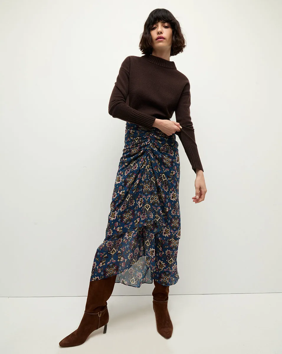 Sira Ruched Silk Skirt