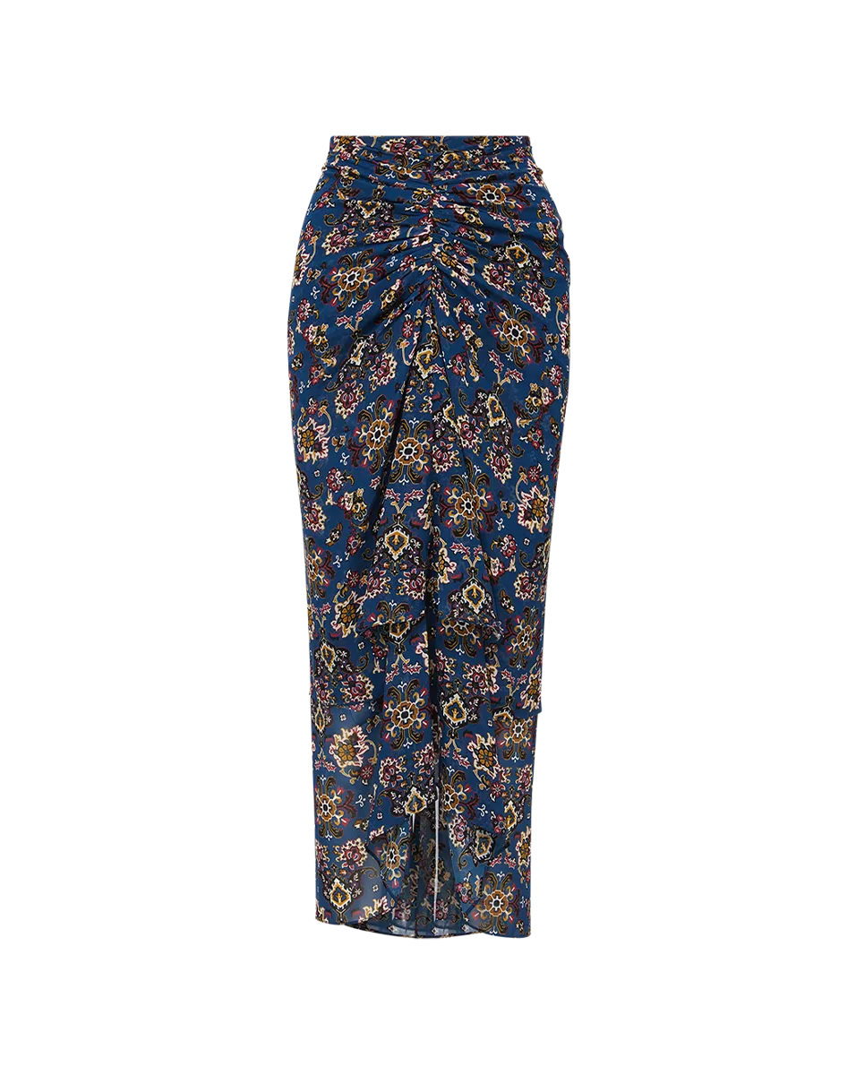 Sira Ruched Silk Skirt