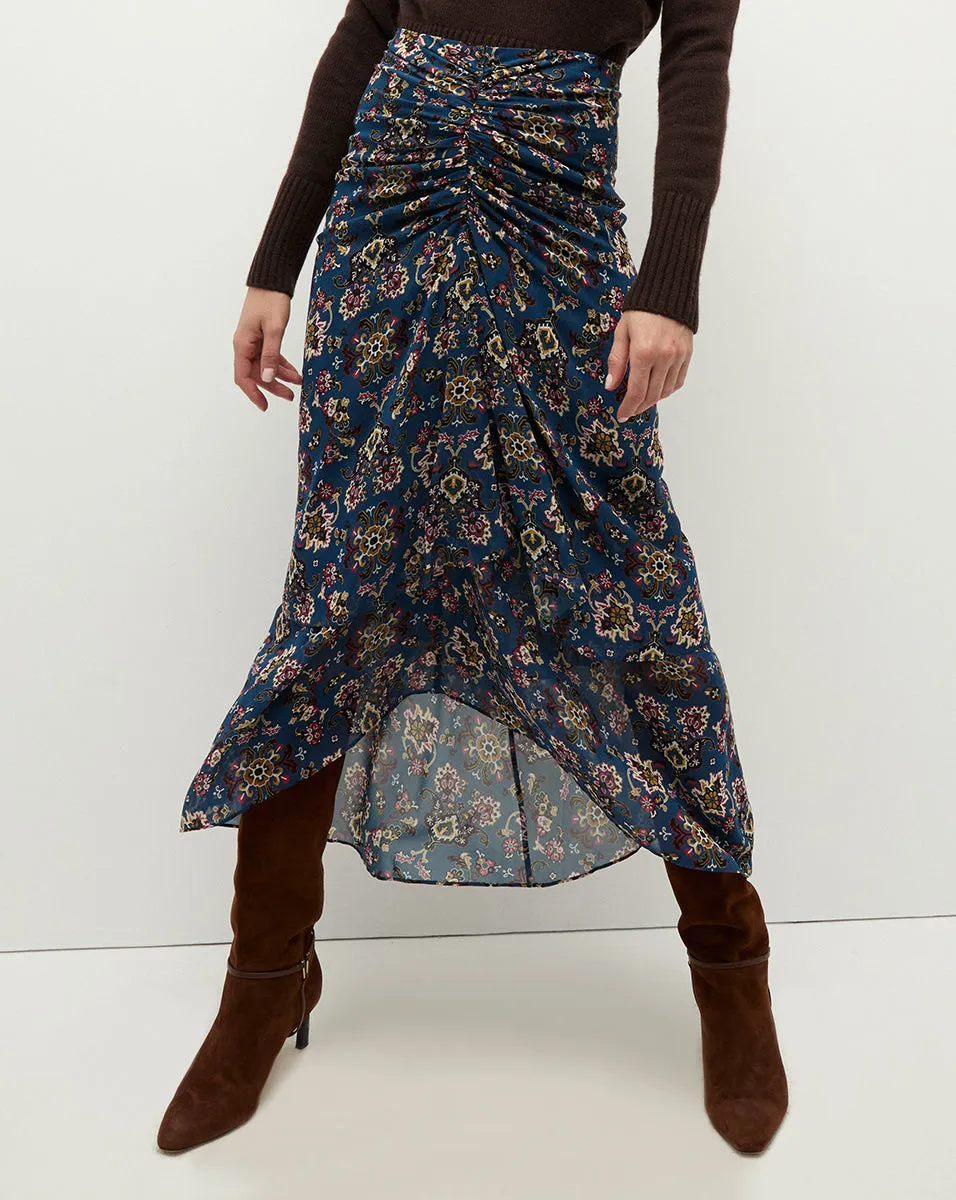 Sira Ruched Silk Skirt