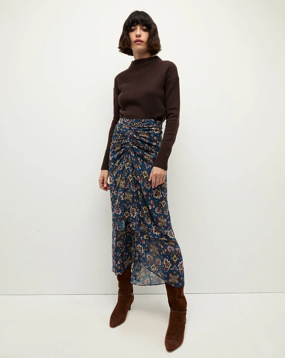 Sira Ruched Silk Skirt