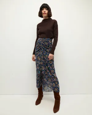 Sira Ruched Silk Skirt