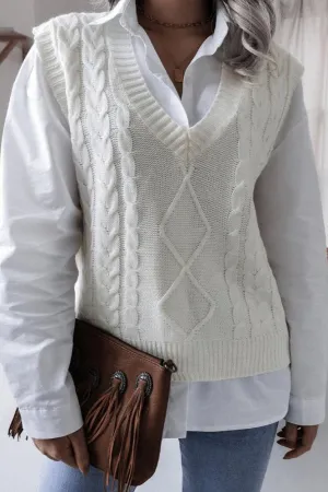 Solid Color Geometric Sweater Vest