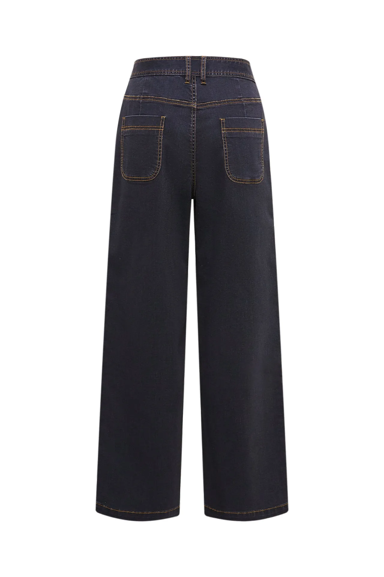 Stretch Denim Relaxed Straight Leg Jeans