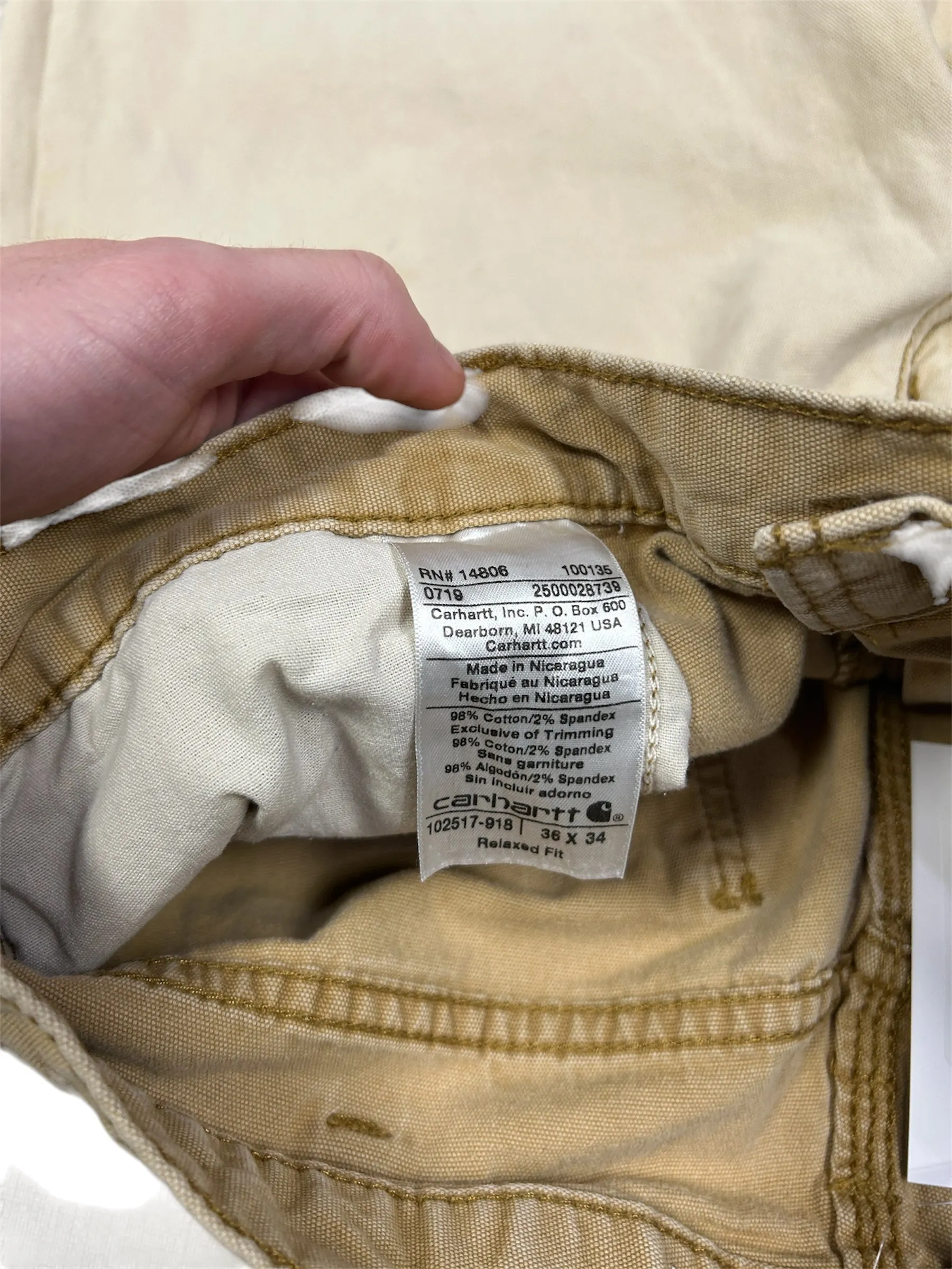 Vintage Carhartt Relaxed Fit Faded Beige Work Pants