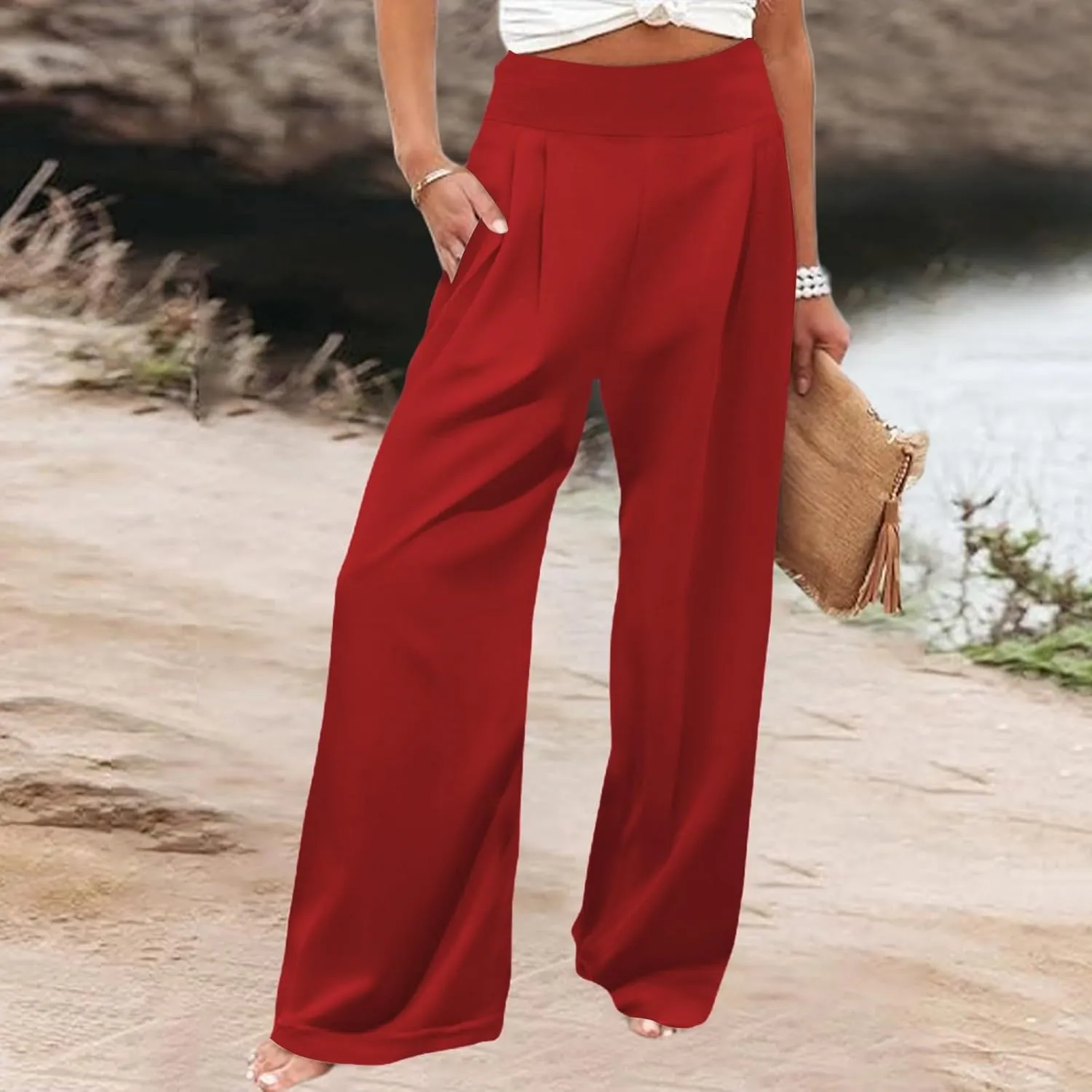 Wide Leg Yoga Pants for Women | Casual Loose Cozy Sweatpants High Waisted Lounge Flowy Pants with Pockets