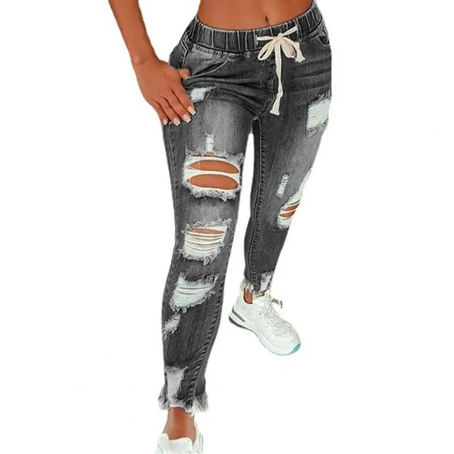Women Jeans Ripped Hole Stretchy